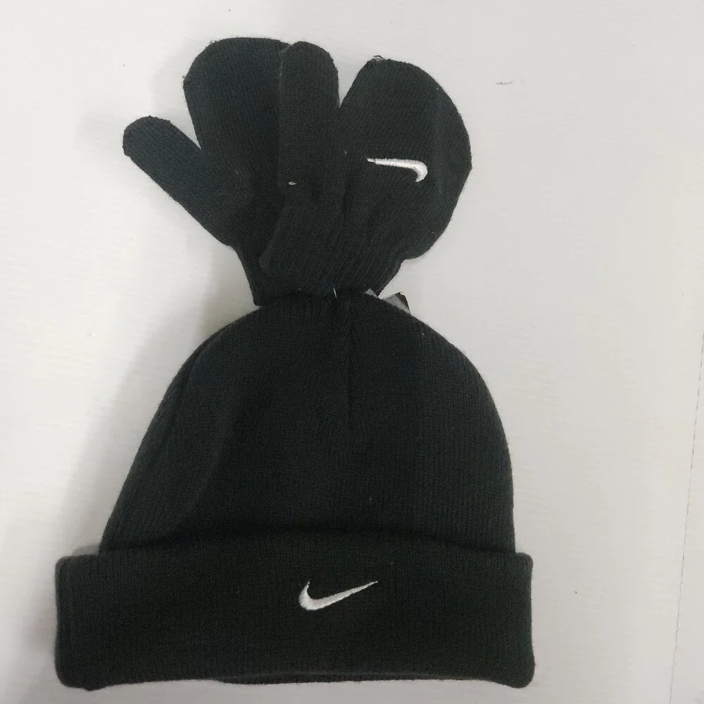 Nike West Virginia Kids Beanie and Mittens Set Black Size 2T/4T New With Tags
